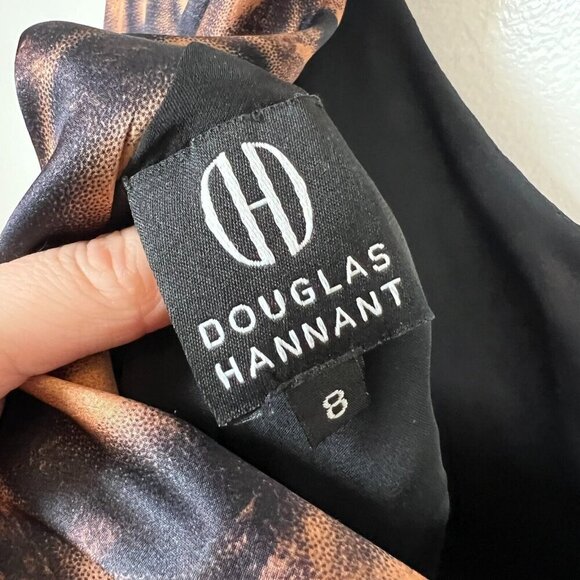 Douglas Hannant Silk Dress Size 8 Brown Black Party Cocktail Event Draped Back - Picture 3 of 12